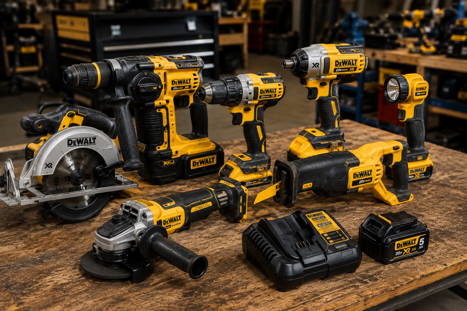 Conjunto de máquinas e ferramentas DeWalt para locação